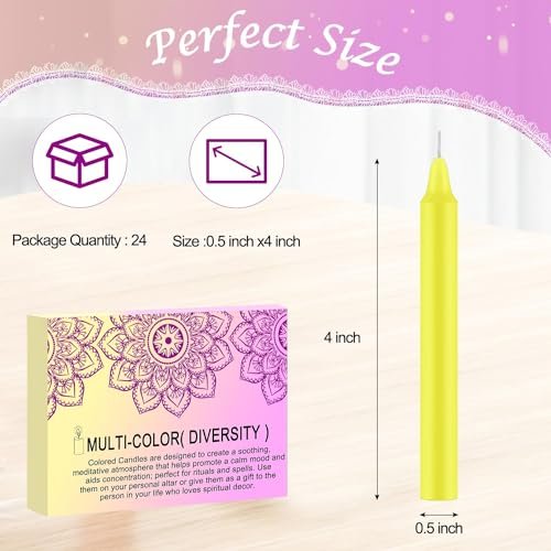 41Fmzex8L._SL500_.jpg Tobeape 24 Pack Mini 4-Inch Assorted Color Spell Chime Candles for Rituals, Parties & Meditation - Image 7