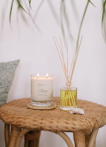 41Fu6u6oPOL._SL500_.jpg Brooklyn Candle Studio Maui Reed Diffuser - Sea Salt, Driftwood & Ylang Ylang - 8 Rattan Reeds, 3.7oz - Image 6