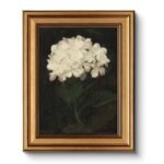 HUARCEY Gold Framed Vintage Wall Art for Living Room, Flowers Painting Canvas Prints Shelf Decor for Kitchen, Aesthetic Bedroom Wall Art, Christmas Gifts for Friends or Family (White Hydrangea 8"x10")