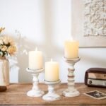 Set of 3 Rustic Romadedi Wood Candle Holders for Pillar Candles - Tall, Whitewashed Decor for Home, 3.9"/6"/8.3" - Image 3