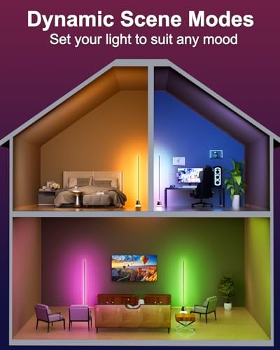 41H-Ttex5eL._SL500_.jpg KeepSmile Smart RGB LED Corner Floor Lamp: 172 Bright LEDs, APP & Remote Control, Music Sync, 16M Colors for Ambient Bedroom Lighting. - Image 6