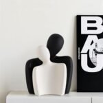 CESTATIVO Ceramic Couple Statues - Hugging Figurines for Home & Office Decor, Modern Black & White Sculptures - Image 2