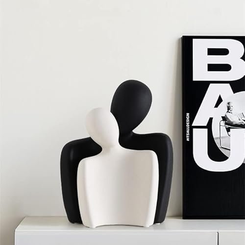 41H5IkwPrL._SL500_.jpg CESTATIVO Ceramic Couple Statues - Hugging Figurines for Home & Office Decor, Modern Black & White Sculptures - Image 2