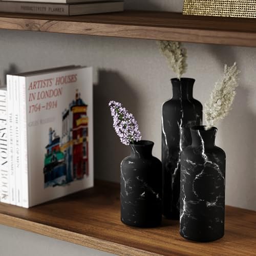 41H8AiYBFbL._SL500_.jpg Creative Scents Black Marble Vase Set - Premium Home Decor for Pampas Grass & Flowers - Image 3