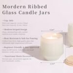 LAMORGIFT 6-Pack 13.5 OZ Ribbed Candle Jars with Wooden Lids & Labels for DIY Candle Making & Home Decor. - Image 6