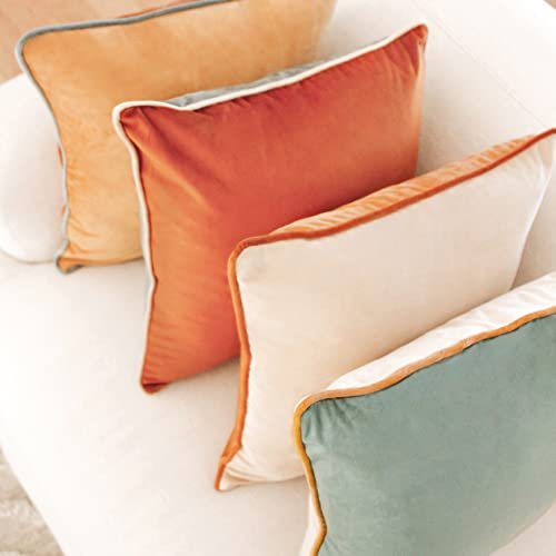 41HzSdoTLfL._SL500_.jpg Set of 4 MONDAY MOOSE Soft Velvet Throw Pillow Covers, 18x18 inch, Orange/Teal, Double-Sided Designs. Pillow Inserts Not Included. - Image 5