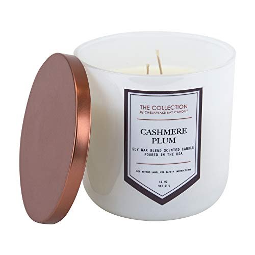 41I9eJbAJmL._SL500_.jpg Chesapeake Bay Candle, 12oz Cashmere Plum 2-Wick Soy Candle with White and Copper Lid - Image 2