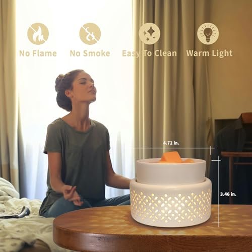 41IDZ5KRAWL._SL500_.jpg VICTORIA AROMA Ceramic Wax Melt Warmer - LED Candle Wax Melter for Home, Office & Gifts - Image 3