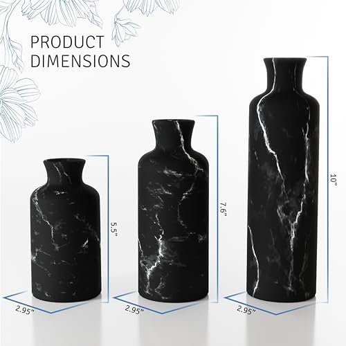 41IMwobxmL._SL500_.jpg Creative Scents Black Marble Vase Set - Premium Home Decor for Pampas Grass & Flowers - Image 6