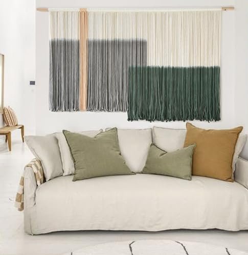 41IbxXoIRL._SL500_.jpg Large Green Dip Dye Macrame Wall Hanging - Bohemian Yarn Tapestry Decor 57"W x 35"L - Image 4