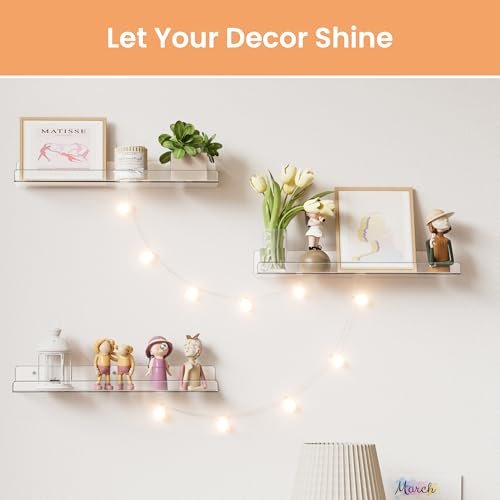 41Id6zKKgL._SL500_.jpg Upsimples Acrylic Floating Shelves - 15" Wall Organizer for Bathroom, Bedroom, Nursery & Living Room (4 Pack) - Image 6