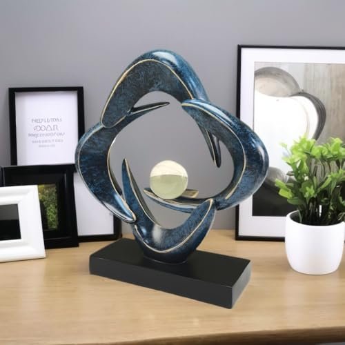 41Ivn8-GoTL._SL500_.jpg CECKQUE Modern Abstract Sculpture for Home Decor - Blue Resin Art for Living Room, Dining Room & Office. - Image 5