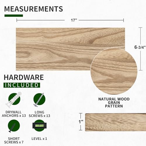 41JJ-7r2AFL._SL500_.jpg Set of 3 Rustic 17-Inch Black Wood Floating Shelves for Invisible Wall Mounting in Any Room - Image 2