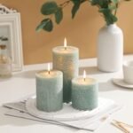 Set of 3 Unscented 3x6 Inch Sage Green Pillar Candles - Long Burning, Smokeless, Perfect for Home Decor - Image 3