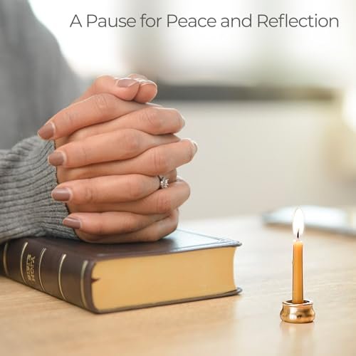 41KdjN5BlxL._SL500_.jpg Mindful Meditation Candle Set: 12 Mini Beeswax Taper Candles with Brass Holder for Relaxation & Reflection Gifts for Women (3 Sets) - Image 4