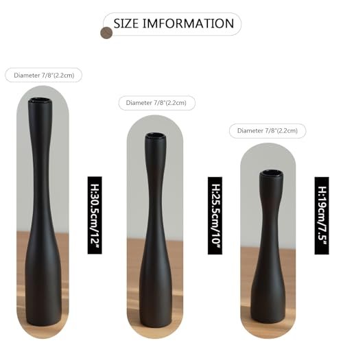 41L6w37Q3CL._SL500_.jpg SDALI HOME Black Candle Holders Set of 3 (12"/10"/7.5" H) - Stylish Wooden Taper Candlestick Holders for Home Decor - Image 4