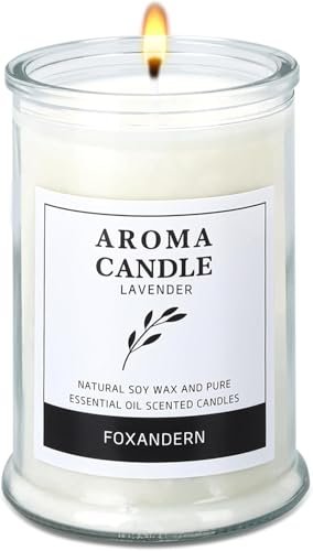 Foxandern Lavender Strong Scented Candles for Home,12 oz 80 Hours Long Lasting
