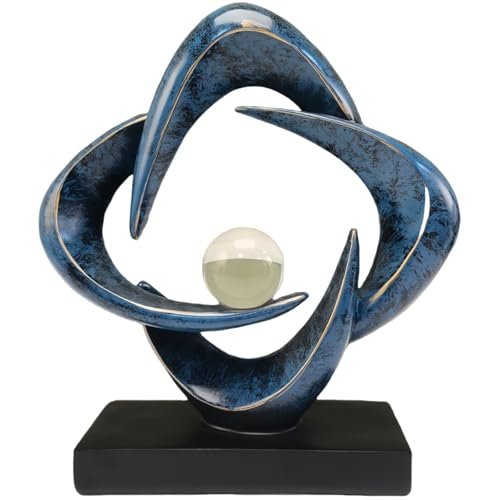 CECKQUE Modern Abstract Sculpture for Home Decor - Blue Resin CECKQUE Modern Home Decor Abstract Decorative Sculpture Decorations for Living Room Dining Room Office, Resin Art Statues Coffee Table Bookshelf Decor Accents (Blue)