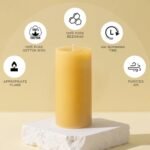 6-Pack Beeswax Candles: 210 Hours of Burning Time, Organic Unscented, Dripless & Smokeless (2x4in) - Image 4