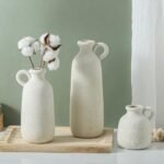 Set of 3 Rustic Ceramic Vases with Handles - Whitewashed Farmhouse Décor for Home, Kitchen, Living Room. - Image 7