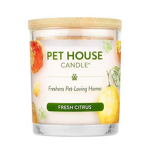 Pet House Citrus Candle: Long-Lasting, Plant-Based, Clean-Burning Candle for Pet Pet House Citrus Candle Plant-Based, Clean Burning Long Lasting Pet Odor Candle for Home - Fresh Citrus