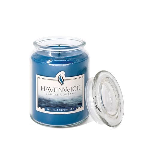 Havenwick Moonlit Reflection 22-oz Soy Blend Candle: 110-130 Hours, Perfect Havenwick Moonlit Reflection Soy Blend 22-oz Large Jar Candle, Long Lasting 110-130 Hour Burn Time with Single Cotton Wick, Relaxing Scented Candles for New Home Gift & Housewarming Parties
