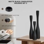 SDALI HOME Black Candle Holders Set of 3 (12"/10"/7.5" H) - Stylish Wooden Taper Candlestick Holders for Home Decor - Image 2