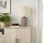 Nourison Home 23" Rustic Farmhouse Ceramic Table Lamp in Greyish Brown for Bedroom, Living Room, Office. - Image 3