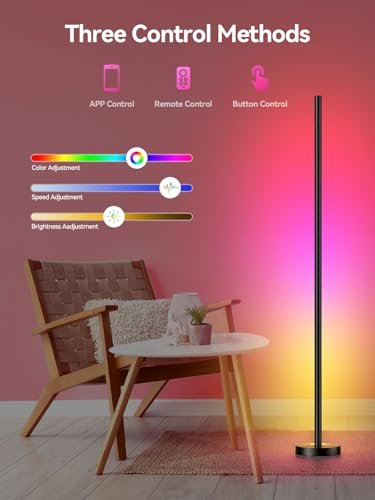 41OmsVpAyxL._SL500_.jpg OIYN Smart RGBICW LED Corner Floor Lamp: 16M DIY Colors, 68+ Scenes, Music Sync, App & Remote Control. Perfect for Living Rooms, Bedrooms, and Game Rooms! - Image 3