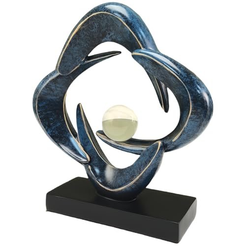 41PJteXrU9L._SL500_.jpg CECKQUE Modern Abstract Sculpture for Home Decor - Blue Resin Art for Living Room, Dining Room & Office. - Image 2