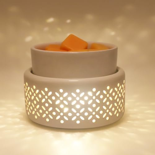 VICTORIA AROMA Ceramic Wax Melt Warmer - LED Candle Wax VICTORIA AROMA Ceramic Wax Melt Warmer - LED Night Light Candle Wax Warmer for Scented Wax, Electric Fragrance Wax Melter for Home, Office, Bedroom Decor, and Gifts