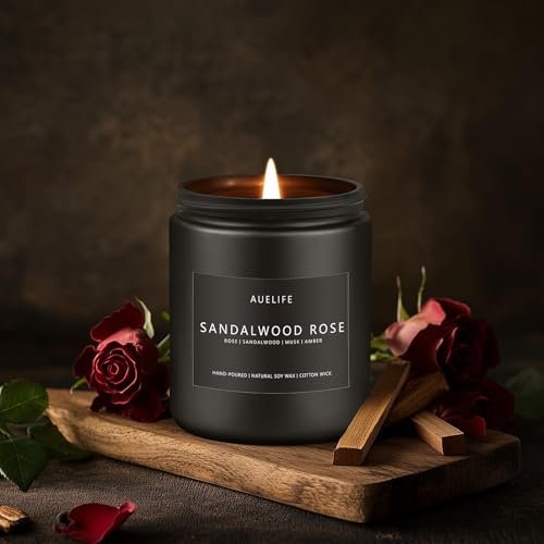 41Ph5OhVpWL._SL500_.jpg Sandalwood Rose Candle | Aromatherapy Soy Candle for Home | Perfect Gift for Men & Women - 7oz - Image 3