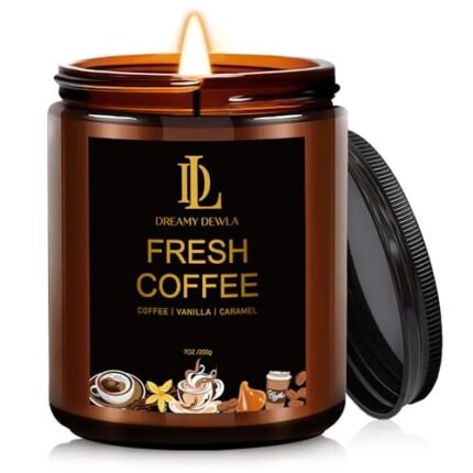 Fresh Coffee Candles, Coffee Scented Candle, Natural Soy Candles for Home Scented, Long Lasting with 50 Hour Burn Time, Gifts for Men Women