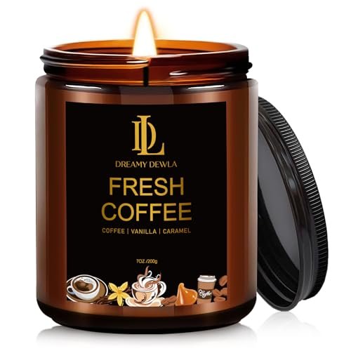 Fresh Coffee Scented Candles | Natural Soy | Long-Lasting 50-Hour Fresh Coffee Candles, Coffee Scented Candle, Natural Soy Candles for Home Scented, Long Lasting with 50 Hour Burn Time, Gifts for Men Women