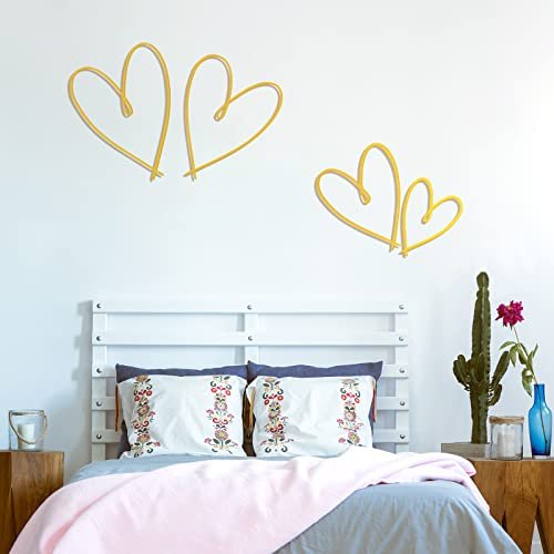 41QaxQmg0WL._SL500_.jpg Pangda 4-Piece Metal Heart Wall Art Decor - Gold Love Heart Signs for Bedroom & Living Room. - Image 6