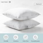 LANE LINEN 18x18 White Throw Pillow Inserts - Set of 2, Down Alternative for Sofa & Bed - Image 2
