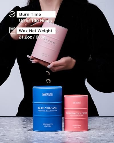 41RjndBf8XL._SL500_.jpg M&SENSE Wild Rose Large Scented Candle - 120 Hours of Relaxing Aromatherapy for Her, Perfect Valentine's Gift! - Image 6