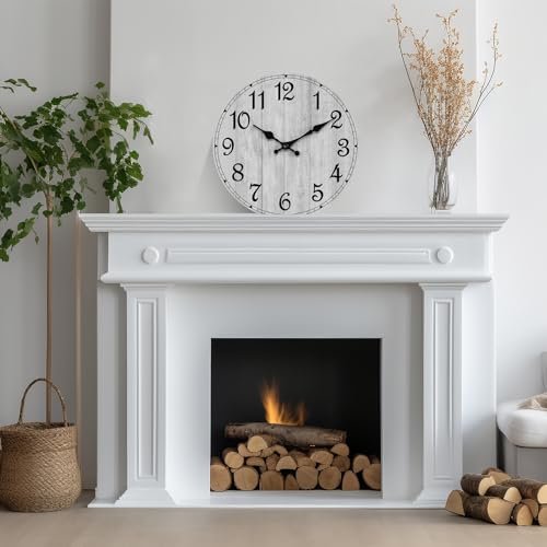 41SVHGFCgAL._SL500_.jpg HYLANDA Rustic Wall Clock - 8" Battery Operated, Silent Non-Ticking Wooden Clock for Kitchen, Bathroom, Living Room (Gray) - Image 8