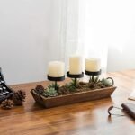 MyGift Black Metal 3-Pillar Candle Holder Set with Rustic Wood Tray & Handles – Perfect Tabletop Centerpiece! - Image 4