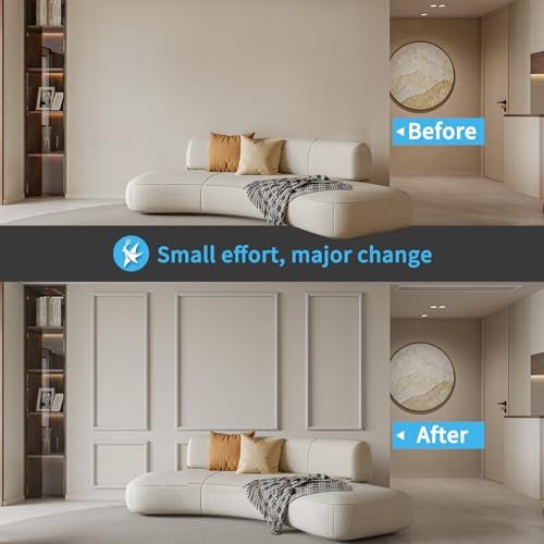 41SrUZ3monL._SL500_.jpg Art3d Pre-Cut Wainscoting Panel Set: 6 Ready-to-Install Wall Molding for Living Room & Bedroom Décor - Image 2