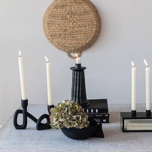 41TEyp4rgqL._SL500_.jpg Bloomingville Modern Black Double Taper Candle Holder - Sculptural Design for Stylish Decor - Image 3