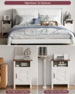 Set of 2 YESHOMY Modern Farmhouse Nightstands with Shelf and Barn Door, White Finish for Bedroom. - Image 7