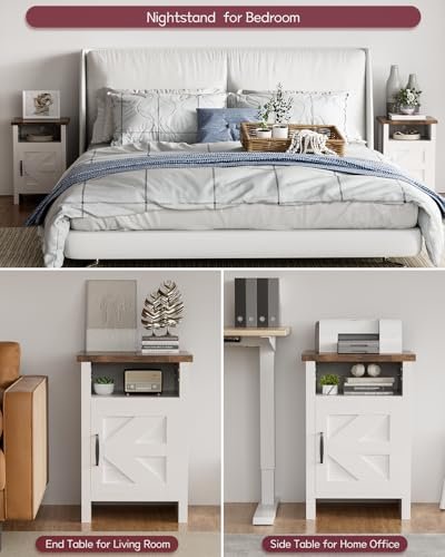 41TTsfDs9vL._SL500_.jpg Set of 2 YESHOMY Modern Farmhouse Nightstands with Shelf and Barn Door, White Finish for Bedroom. - Image 7