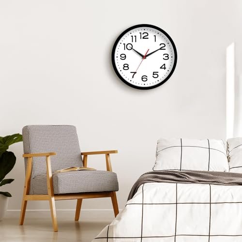 41TWiltVfdL._SL500_.jpg Roymnie 8-Inch Silent Non-Ticking Wall Clock: Modern Battery Operated Classic Decor for Any Room (Black) - Image 2