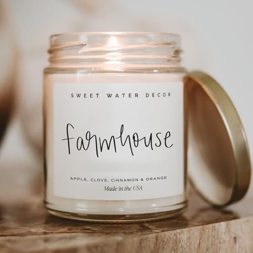 41UU6ZjC7VL._SL500_.jpg Sweet Water Decor Farmhouse Candle | Autumn Cinnamon Nutmeg | 9oz Soy Candle, 40-Hour Burn, USA-Made - Image 4