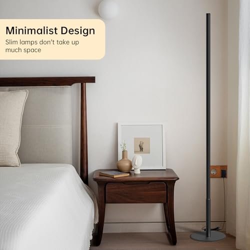 41UZ7HD2l8L._SL500_.jpg Marlrin Minimalist 57.8" LED Corner Floor Lamp, 2700K-6500K, Dimmable with Remote, Black. Ideal for Living Room or Bedroom. - Image 4
