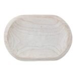 Hand-Carved Bloomingville Paulownia Wood Bowl with Whitewashed Finish for Elegant Decor - Image 3