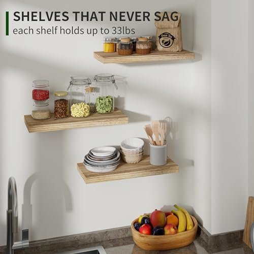 41V79zNEtqL._SL500_.jpg Set of 3 Rustic 17-Inch Black Wood Floating Shelves for Invisible Wall Mounting in Any Room - Image 6