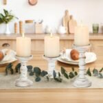 Set of 3 Rustic Romadedi Wood Candle Holders for Pillar Candles - Tall, Whitewashed Decor for Home, 3.9"/6"/8.3" - Image 6