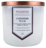 Chesapeake Bay Candle, The Collection, 2-Wick Soy Candle, Cashmere Plum, 12oz, White with Copper Lid
